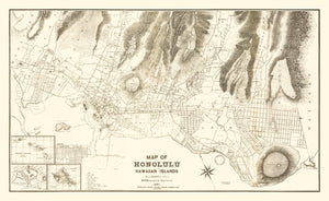Vintage Map of Honolulu, Hawaii 1901