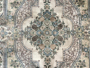 Pak Persian Rug 8 x 10.6, Elegant Oriental Carpet, Floral Medallion, Vintage Handmade Wool Rug, FIne 240 KPSI