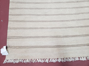 New Striped Turkish Kilim Area Rug 4x6 ft, Hand-Knotted, Wool, Light Gray, Earth Tone Decor, Flatweave Kilim, Two Toned Rug, Southwestern