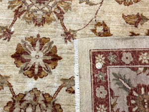 Pakistani Peshawar Rug 8x10, Pak Persian Traditional Oriental Carpet, Handmade, Wool, Allover Pattern