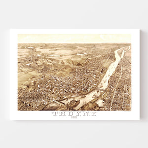 Vintage Map of Troy, New York 1881