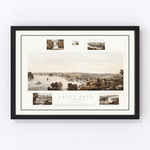 Vintage Map of St. Paul, Minnesota 1853