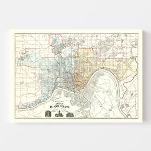 Vintage Map of Cincinnati, Ohio 1895