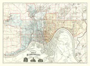 Vintage Map of Cincinnati, Ohio 1895