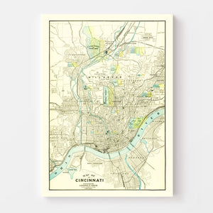 Vintage Map of Cincinnati, Ohio 1895