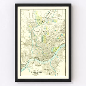 Vintage Map of Cincinnati, Ohio 1895