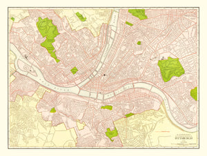 Vintage Map of Pittsburgh, Pennsylvania 1912
