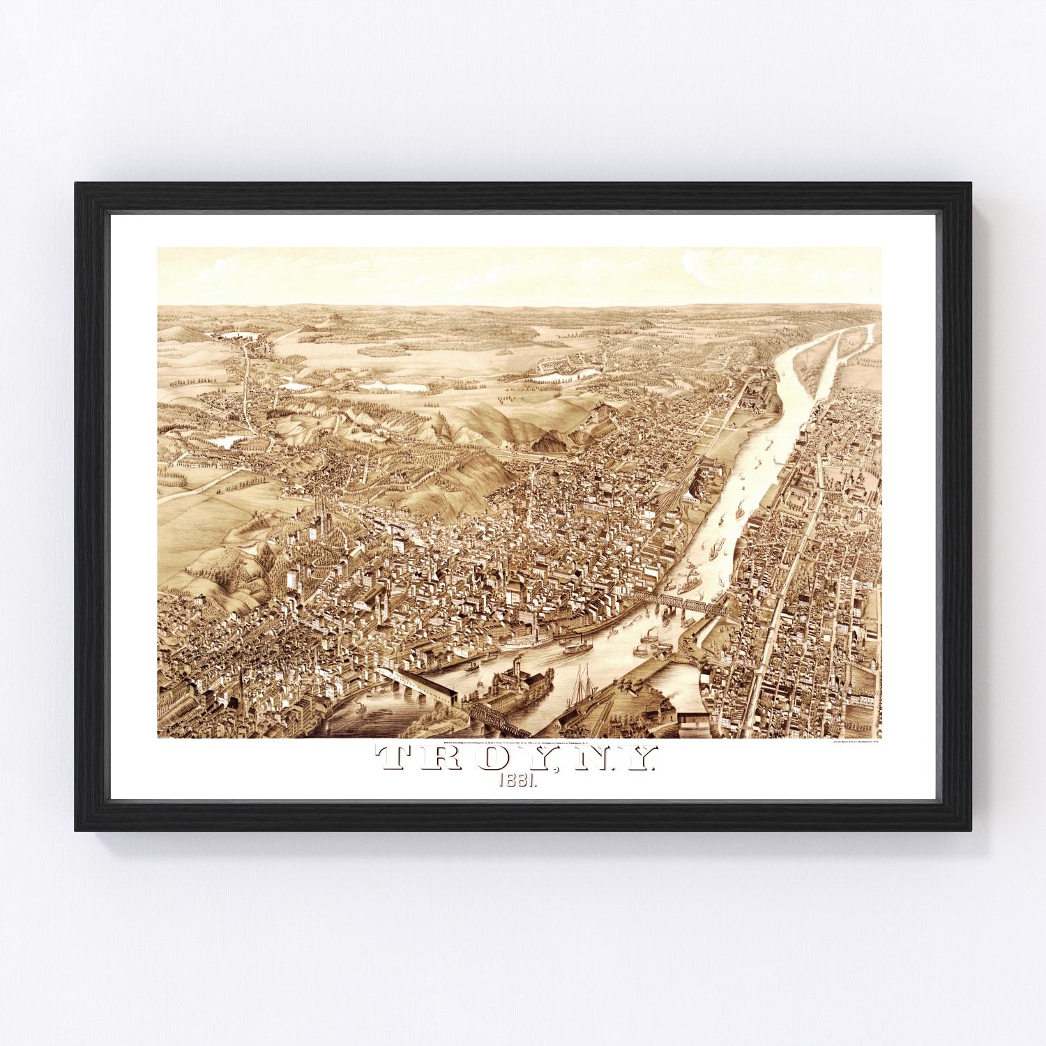 Vintage Map of Troy, New York 1881