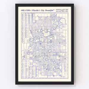 Vintage Map of Orlando, Florida 1936