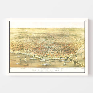 Vintage Map of St. Louis, Missouri 1874
