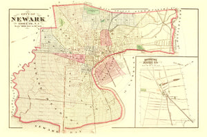 Vintage Map of Newark, New Jersey 1872