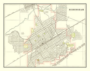 Vintage Map of Birmingham, Alabama 1895