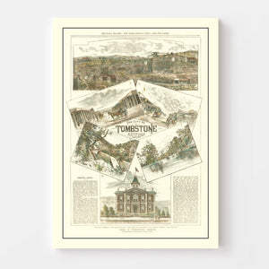 Vintage Map of Tombstone, Arizona 1883