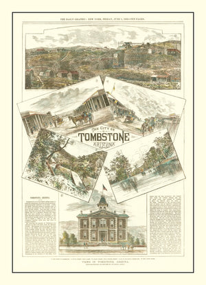 Vintage Map of Tombstone, Arizona 1883