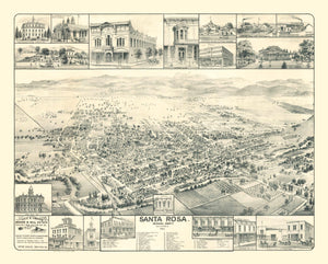 Vintage Map of Santa Rosa, California 1885