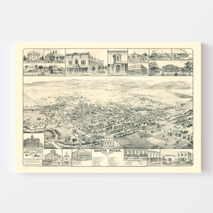 Vintage Map of Santa Rosa, California 1885