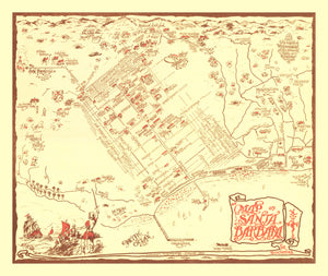 Vintage Map of Santa Barbara, California 1930