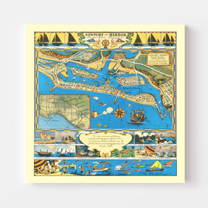 Vintage Newport Harbor Map 1939