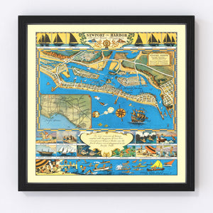 Vintage Newport Harbor Map 1939