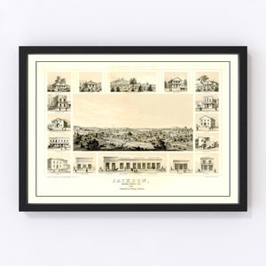 Vintage Map of Jackson, California 1857