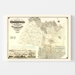 Vintage Map of Calistoga, California 1871