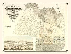 Vintage Map of Calistoga, California 1871