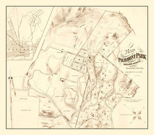 Vintage Map of Piedmont Park, California 1877