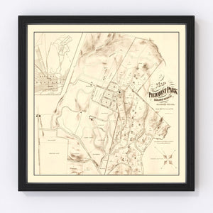 Vintage Map of Piedmont Park, California 1877