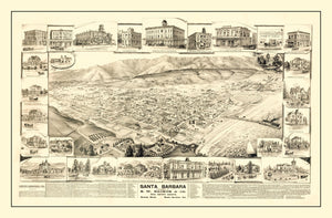 Vintage Map of Santa Barbara, California 1877