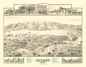 Vintage Map of Gilroy, California 1885