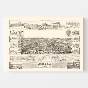 Vintage Map of Auburn, California 1887