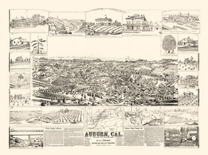 Vintage Map of Auburn, California 1887