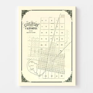 Vintage Map of Colton, California 1887