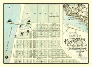 Vintage Map of Pizmo Beach, California 1887