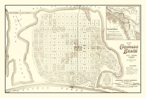 Vintage Map of Coronado Beach, California 1887