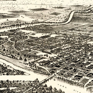 Vintage Map of Marysville & Yuba City, California 1888