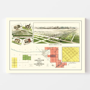 Vintage Map of Madera, California 1889