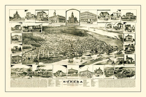 Vintage Map of Eureka, California 1889
