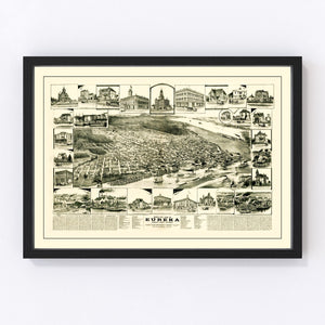 Vintage Map of Eureka, California 1889