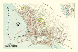 Vintage Map of Berkeley, California 1899