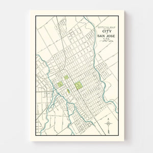 Vintage Map of San Jose, California 1899