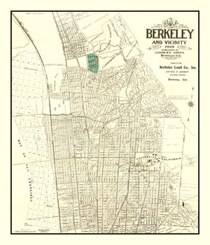 Vintage Map of Berkeley, California 1909