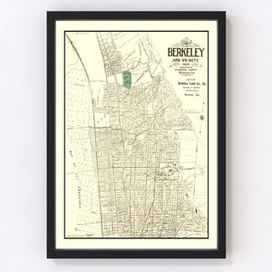 Vintage Map of Berkeley, California 1909
