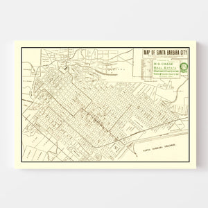 Vintage Map of Santa Barbara, California 1916