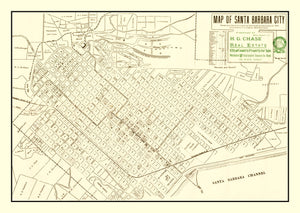 Vintage Map of Santa Barbara, California 1916