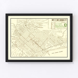 Vintage Map of Santa Barbara, California 1916