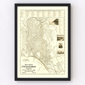 Vintage Map of Santa Barbara, California 1920
