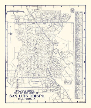 Vintage Map of San Luis Obispo, California 1920
