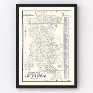 Vintage Map of San Luis Obispo, California 1920