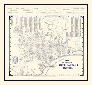 Vintage Map of Santa Barbara, California 1920